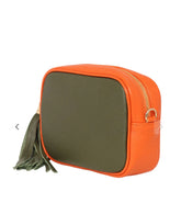 Khaki Orange Two Tone Crossbody Bag